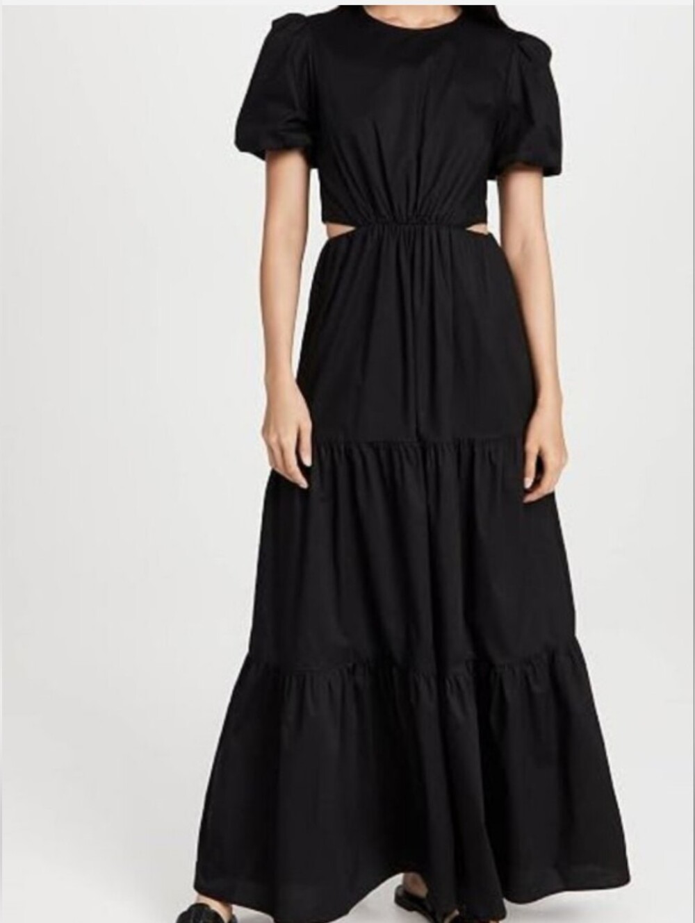 Wayf Black Cut Out Tiered Maxi Dress.